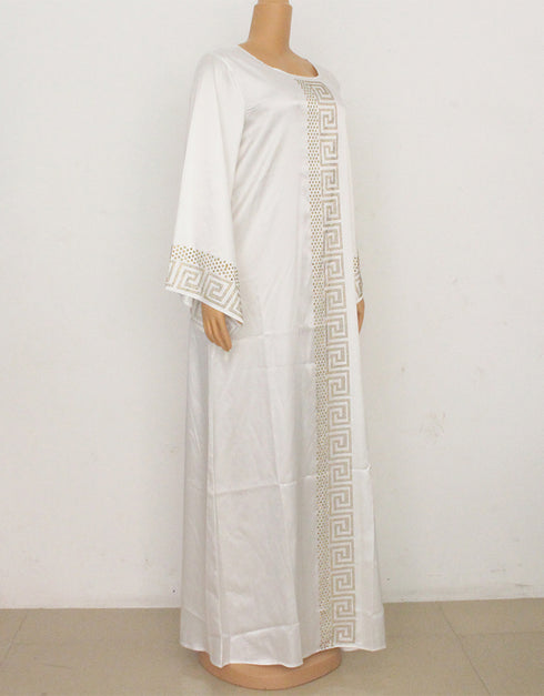 Dubai Maxi Abaya with African Print and Gold Beading